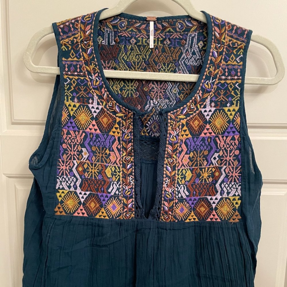 Free People - Large L - Turquoise Multicolor Tank